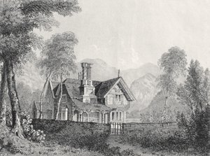 Una cabaña en un paisaje, del álbum de recortes de Michael Faraday, 1825 de English School